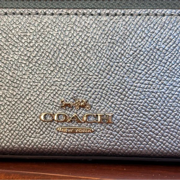 Coach Vanity Case Handled Zip Jewelry Travel Box Blue Metallic - Picture 5 of 14